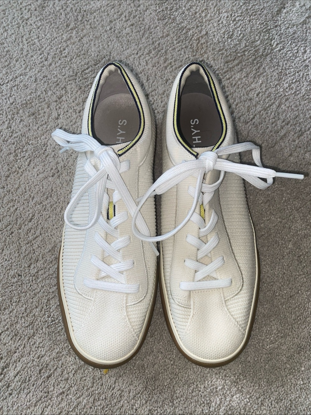 Rothy’s The Lace Up Vanilla Off White Textile Athletic Sneaker Shoes Women’s 9